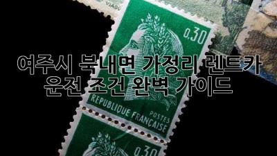 여주시 북내면 가정리 렌트카 운전 조건 완벽 가이드